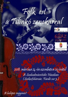 A Tilinkó zenekar muzsikál A Szabadművelődés Háza folk estjén